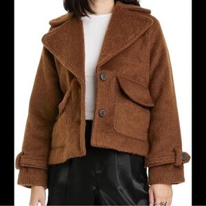 NWT A new day brown furry fuzzy faux fur utility jacket cost size L